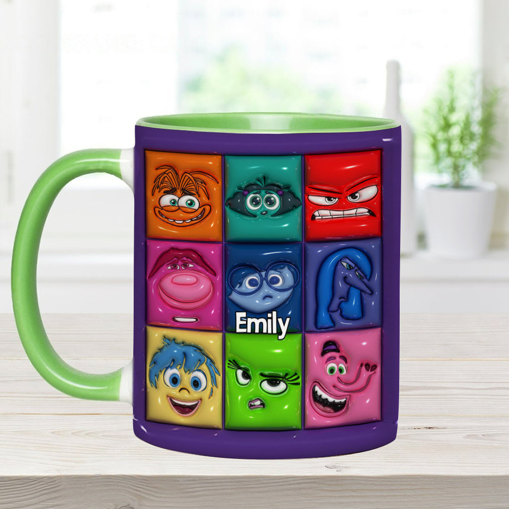 Personalized Accent Mug with Emotion Faces Custom Name Gift Accent Mug GradoCreations