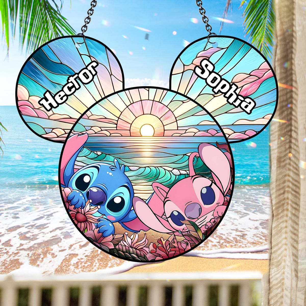 Personalized Ohana Suncatcher Ornament Custom Names Gift Window Hanging Suncatcher Ornament GradoCreations