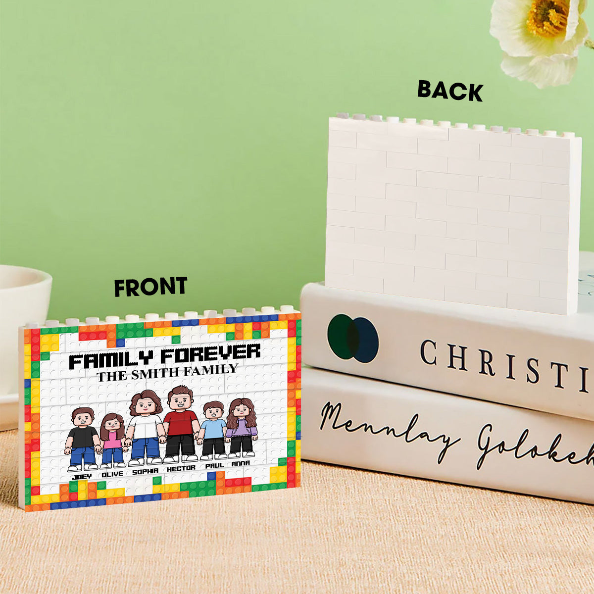 Personalized Family Building Brick Blocks Customizable Family Name Gift One-sided Rectangle Building Brick Blocks GradoCreations