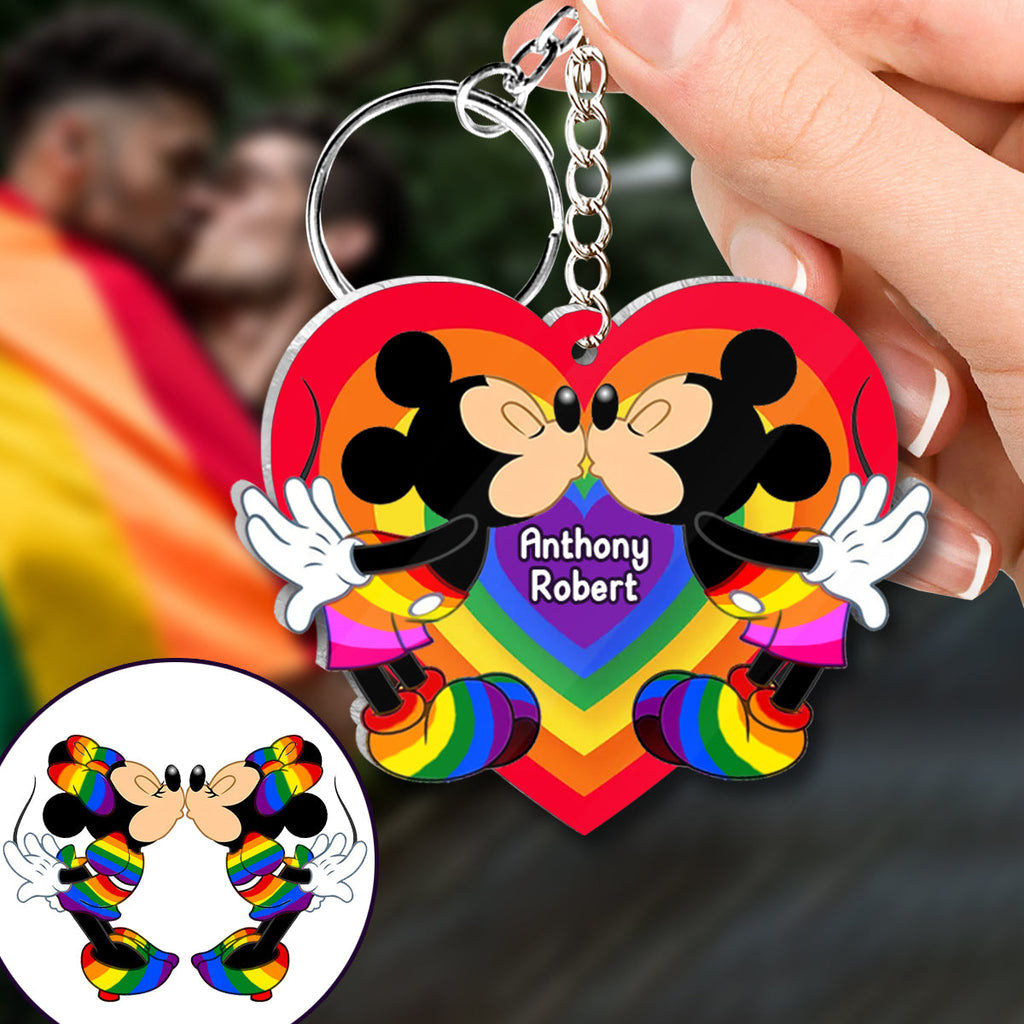 Personalized Acrylic LGBT Support Keychain for Couples | Love Is Love One-sided Keychain GradoCreations