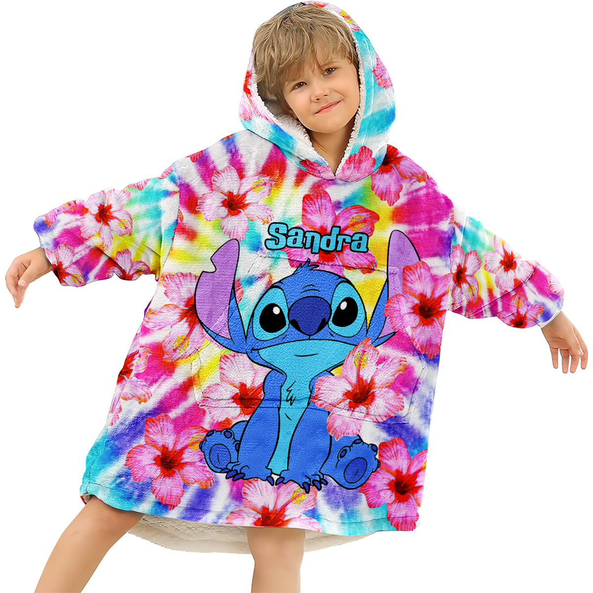 Personalized Tie Dye Blanket Hoodie with Name - Gift for Her Blanket Hoodie GradoCreations