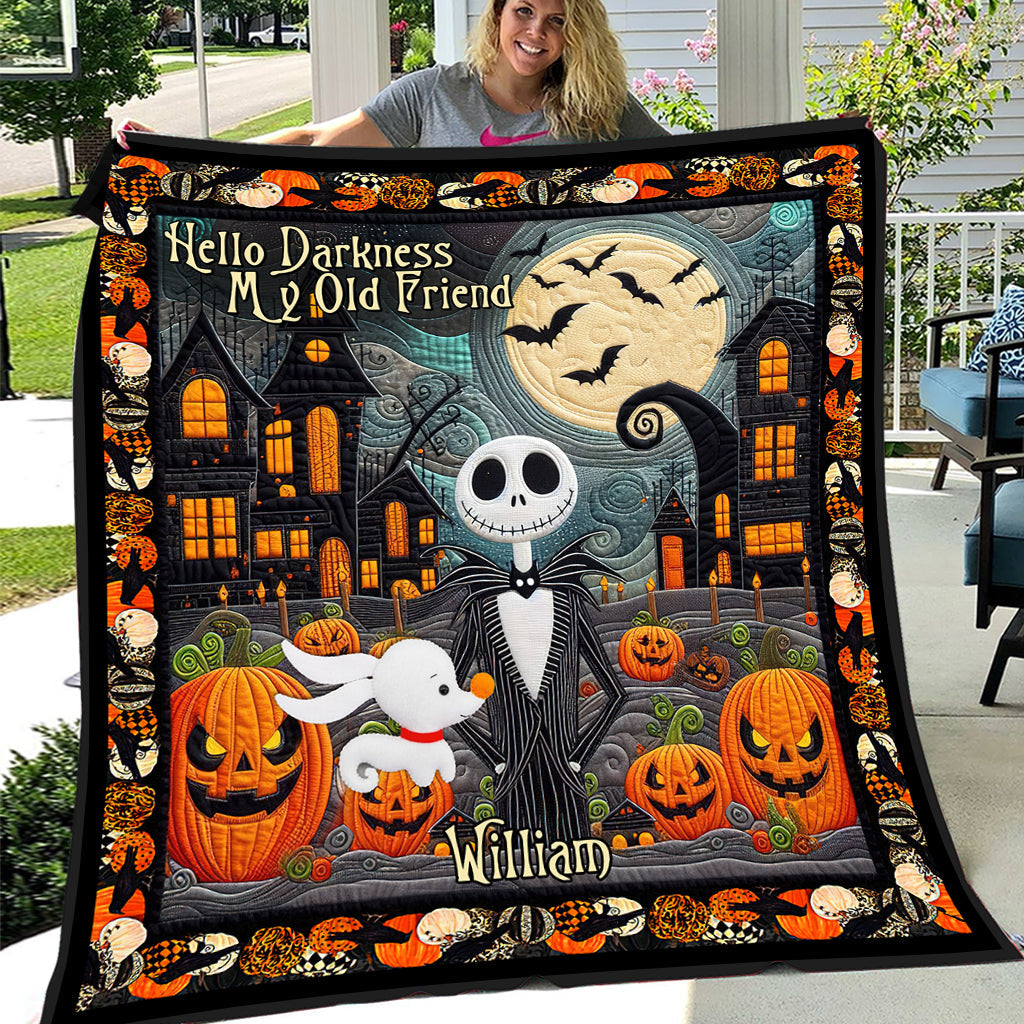 Personalized Halloween Quilt Hello Darkness My Old Friend Gift Quilt GradoCreations
