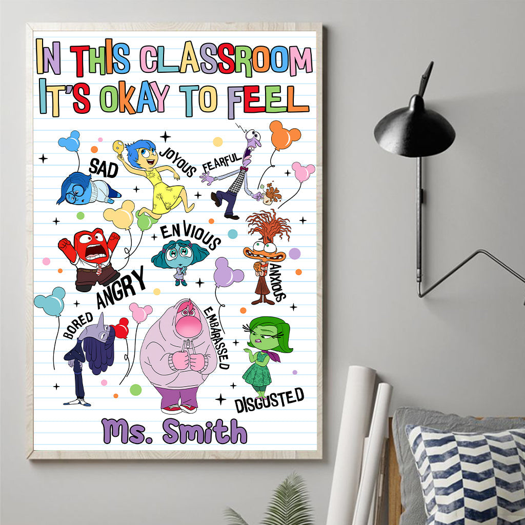 Personalized Classroom Wall Art Feelings Canvas Print Gift for Teacher Canvas And Poster GradoCreations