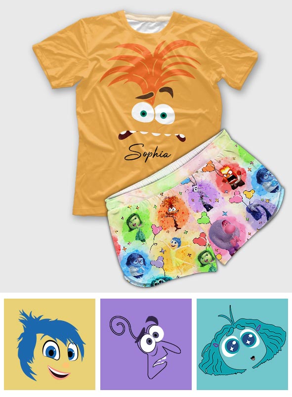 Personalized Inside Out All Over Shirt & Shorts Set for Kids All Over Shirt & Women Shorts GradoCreations