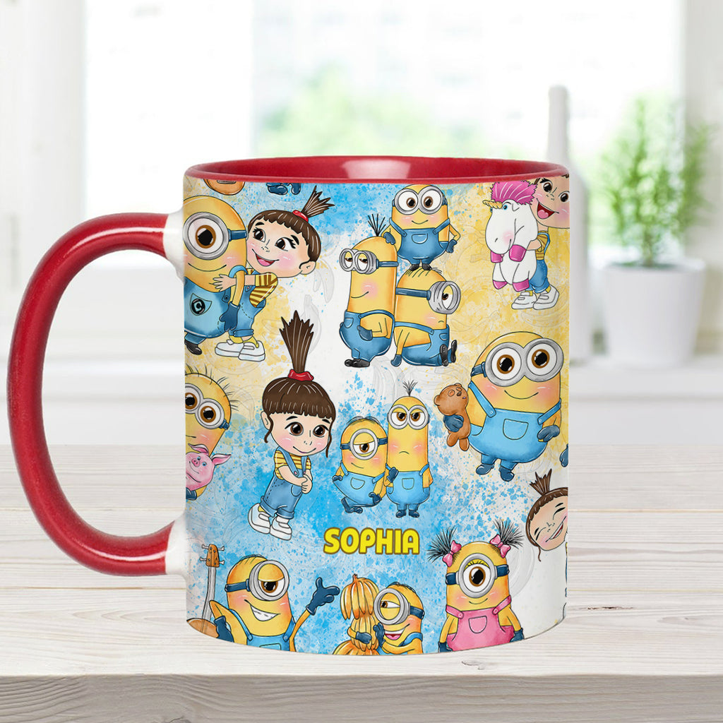 Personalized Yellow Monster Accent Mug for Kids - Custom Name Gift Accent Mug GradoCreations