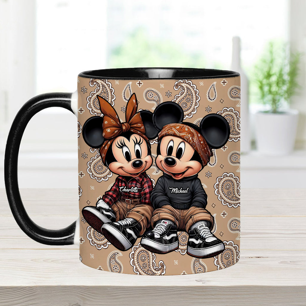 Personalized Mouse Couple Accent Mug Custom Name Gift for Anniversary Accent Mug GradoCreations