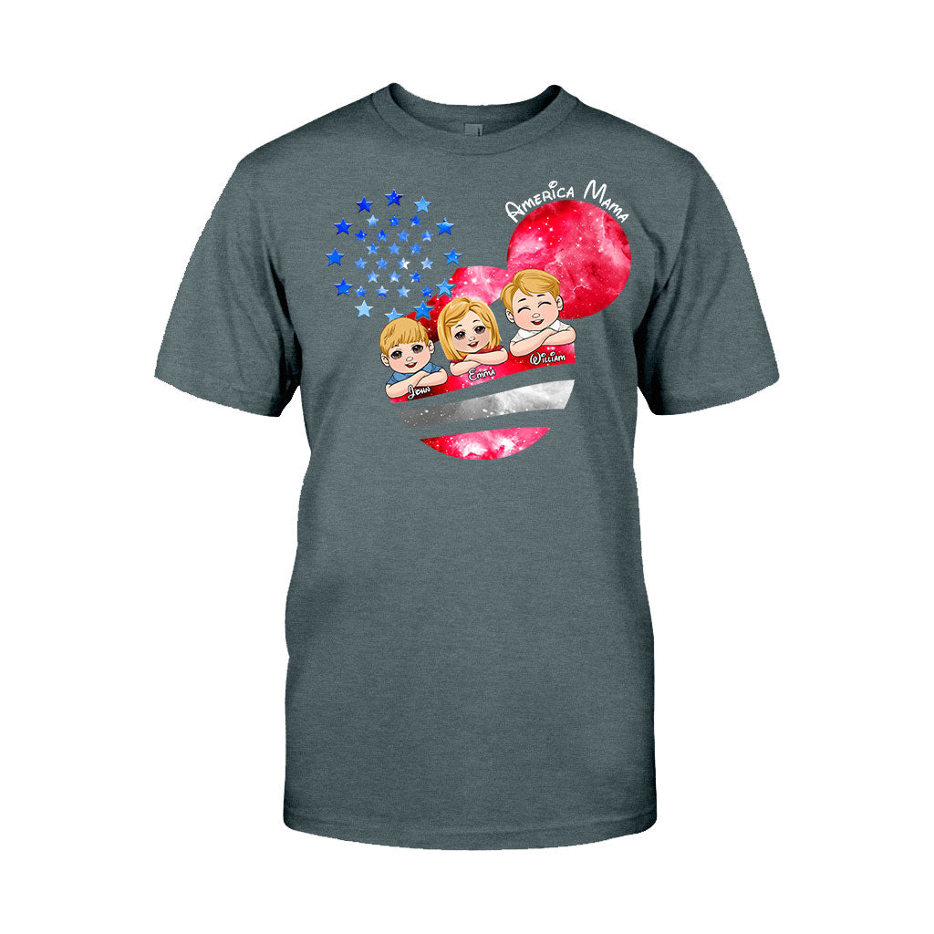 Personalized America Mama T-Shirt & Hoodie Custom Family Gift T-shirt & Hoodie GradoCreations