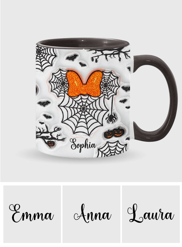 Personalized Halloween Accent Mug with Spider Webs & Name Accent Mug GradoCreations