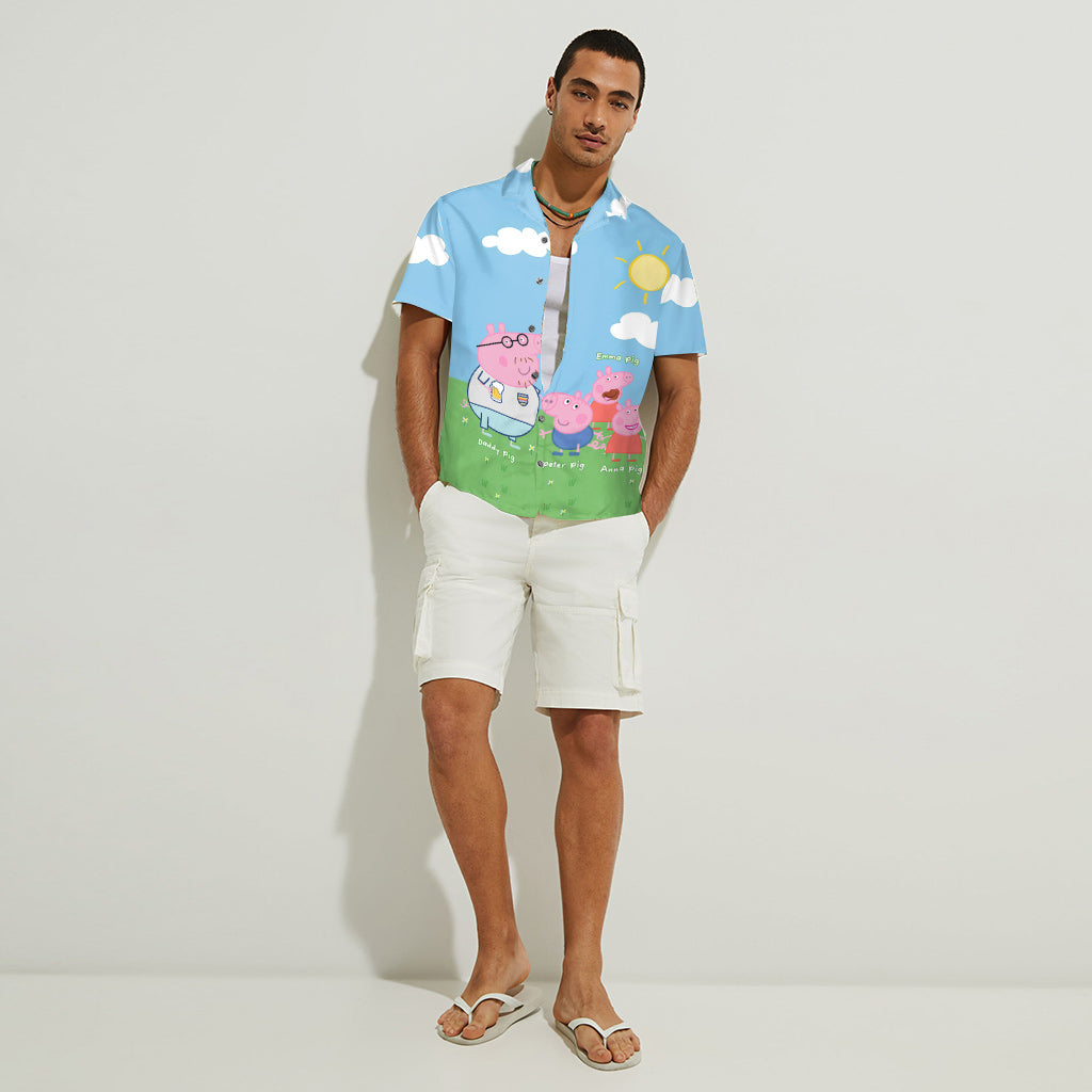 Personalized Daddy Pig Hawaiian Shirt for Dad | Summer Gift Hawaiian Shirt GradoCreations