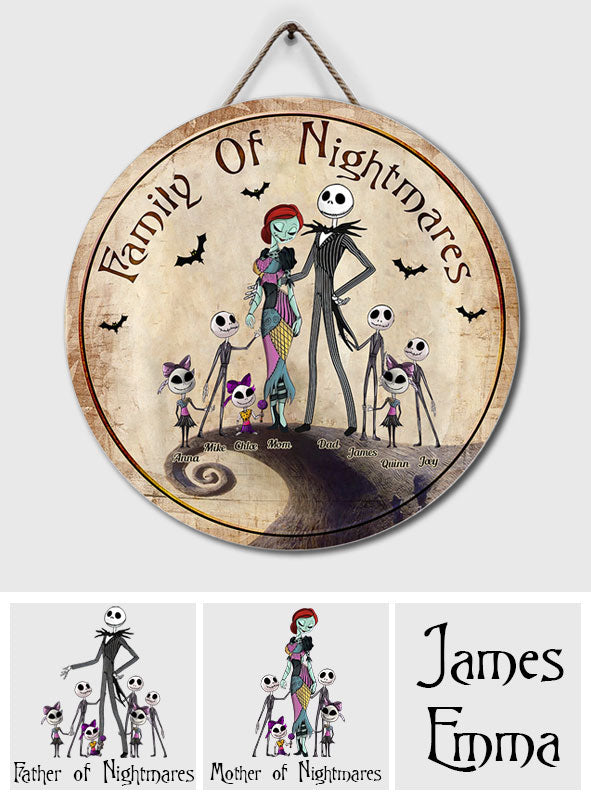 Personalized Round Wood Sign Family Of Nightmares Decor Gift Round Wood Sign GradoCreations