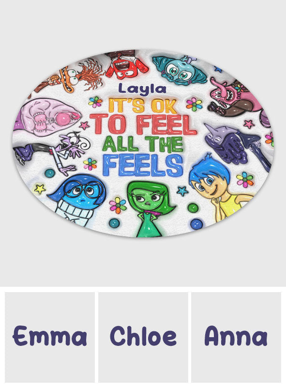 Personalized Round Rug 'It's Ok To Feel All The Feels' Unique Gift for Kids Round Rug GradoCreations