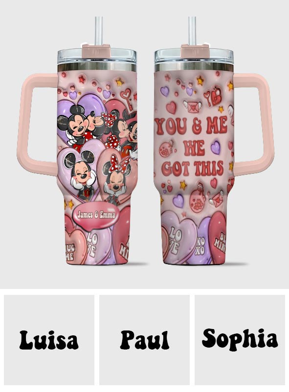 Personalized Mouse Ears Couple Tumbler with Handle for Engagement Tumbler With Handle GradoCreations