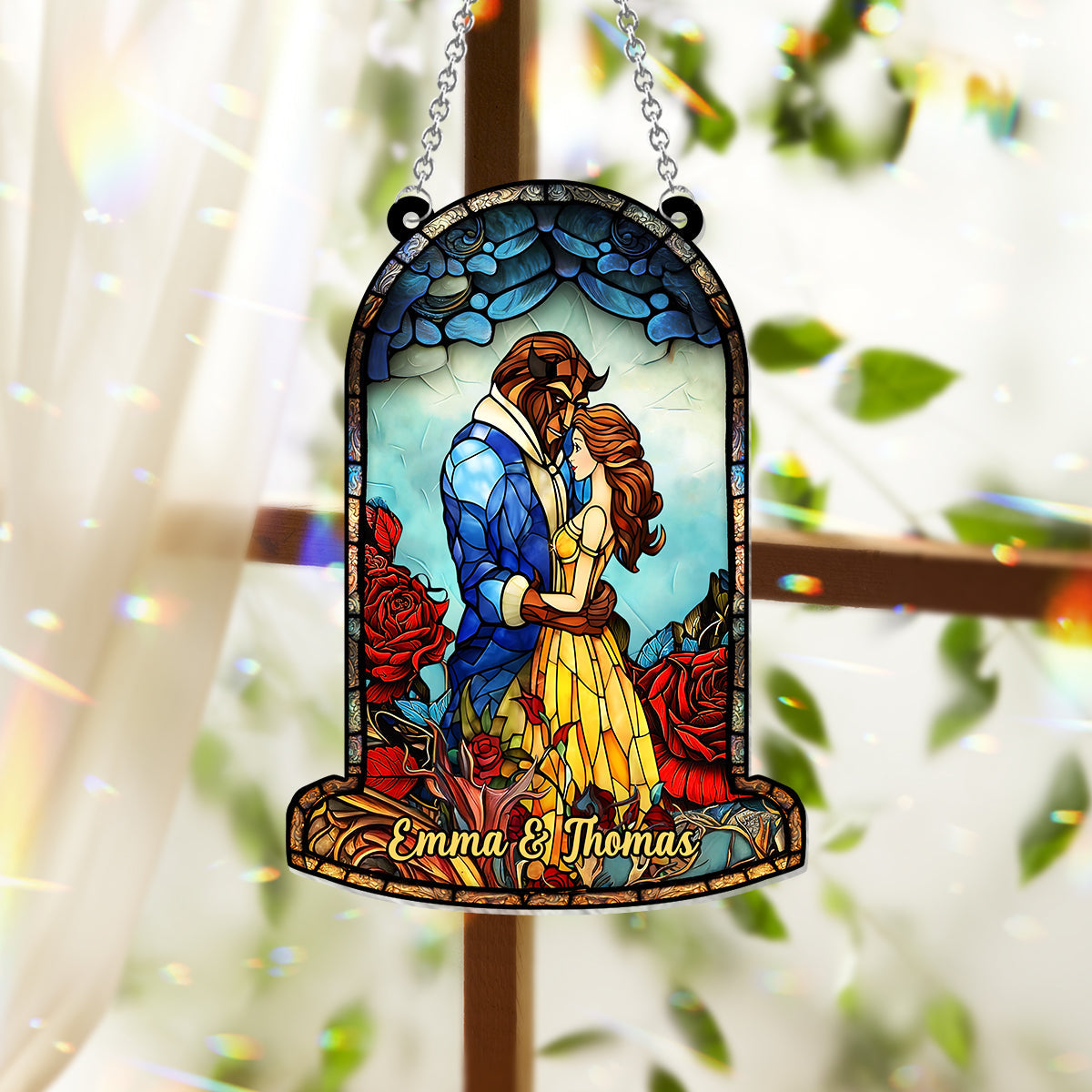 Personalized Couple Suncatcher Ornament Gift for Home Decor Window Hanging Suncatcher Ornament GradoCreations