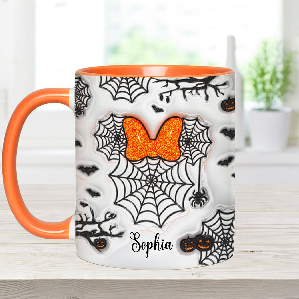 Personalized Halloween Accent Mug with Spider Webs & Name Accent Mug GradoCreations