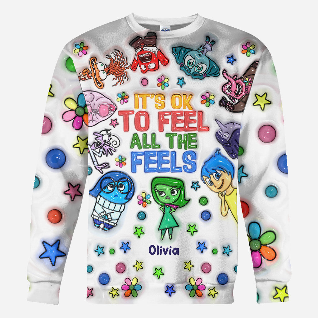 Personalized All Over Shirt with Fun 'All The Feels' Design for Kids All Over Shirt GradoCreations