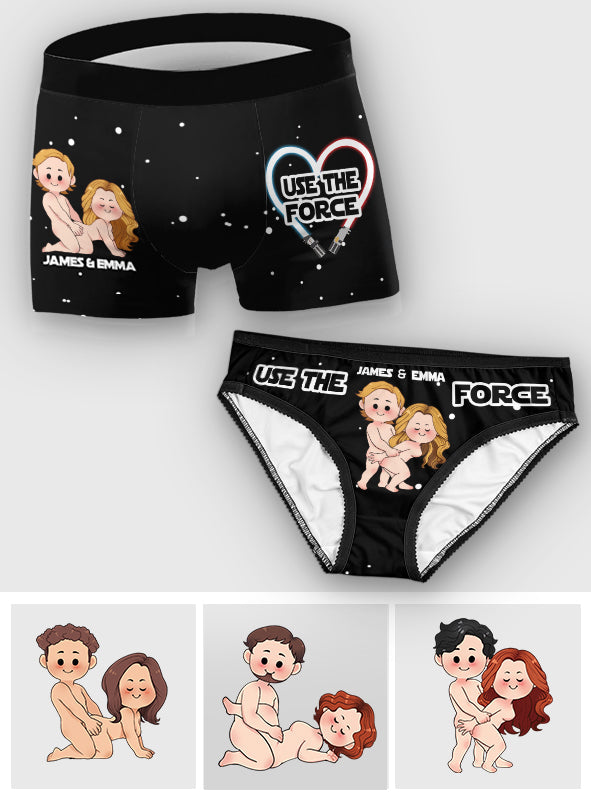 Personalized Use The Force Lace Border Briefs for Couples Gift Lace Border Women Briefs And Men’s Boxer Briefs GradoCreations