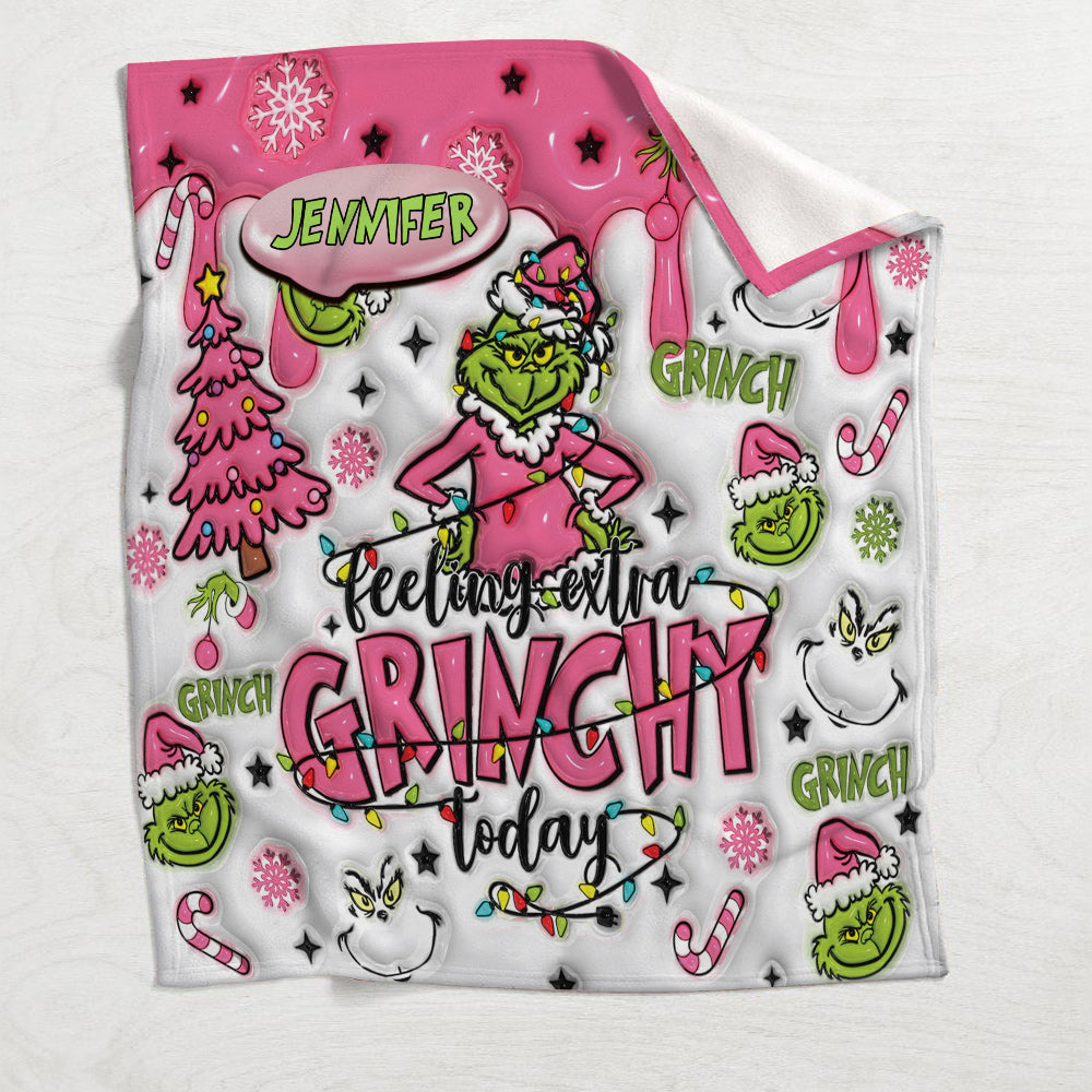 Personalized Grinchy Blanket Custom Name Christmas Gift Blanket GradoCreations
