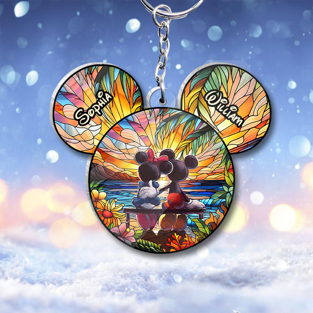 Personalized Acrylic Mouse Keychain Custom Names Gift for Couples One-sided Keychain GradoCreations