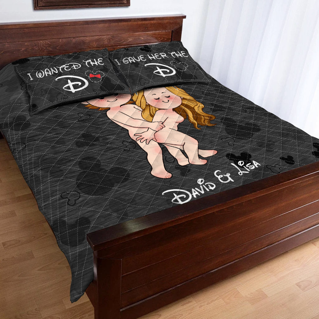 Personalized Couple Mouse Ears Quilt Set Custom Names Gift Quilt Set GradoCreations