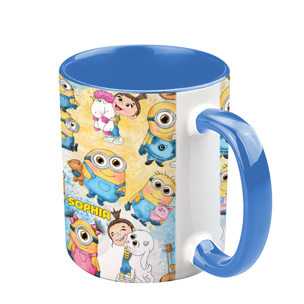 Personalized Yellow Monster Accent Mug for Kids - Custom Name Gift Accent Mug GradoCreations