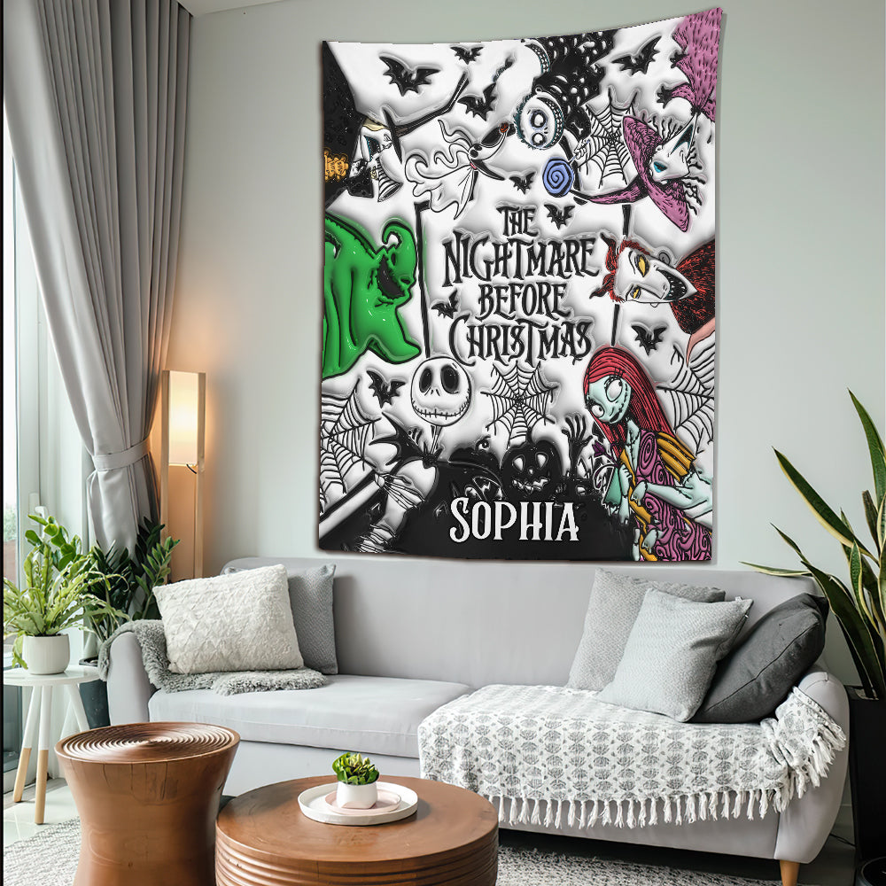 Personalized Nightmare Before Christmas Wall Tapestry Decor Gift Wall Tapestry GradoCreations