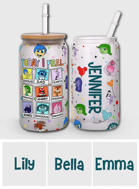 Personalized 16oz Can Glass with Straw for Kids & Adults - Today I Feel Gift Can Glass GradoCreations