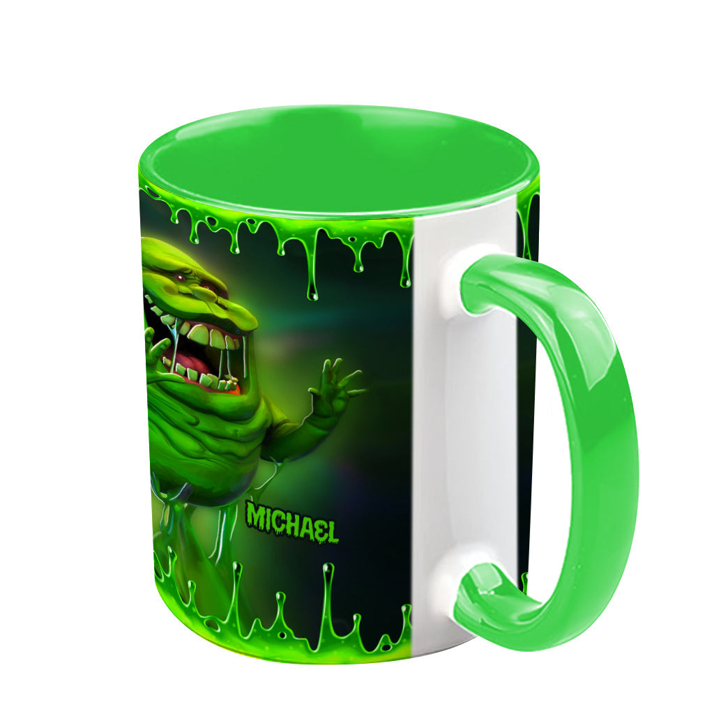Personalized Green Ghost Accent Mug for Halloween & Birthdays Accent Mug GradoCreations