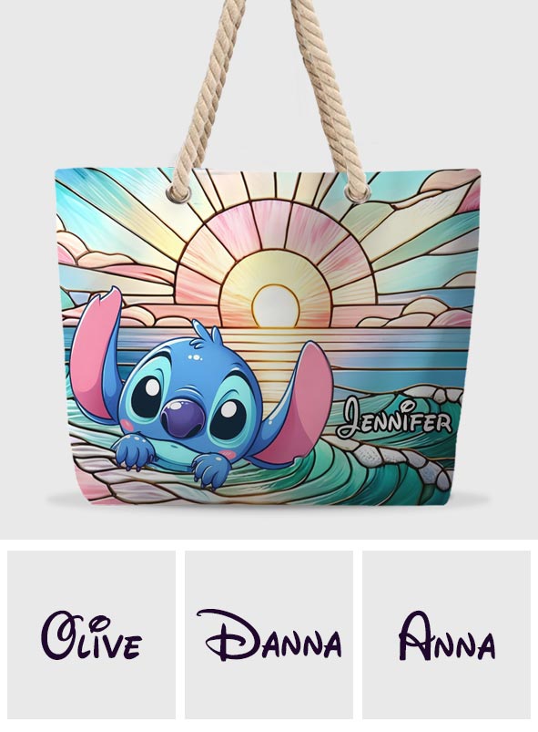 Personalized Canvas Beach Bag Custom Name with Rope Handles Beach Bag GradoCreations