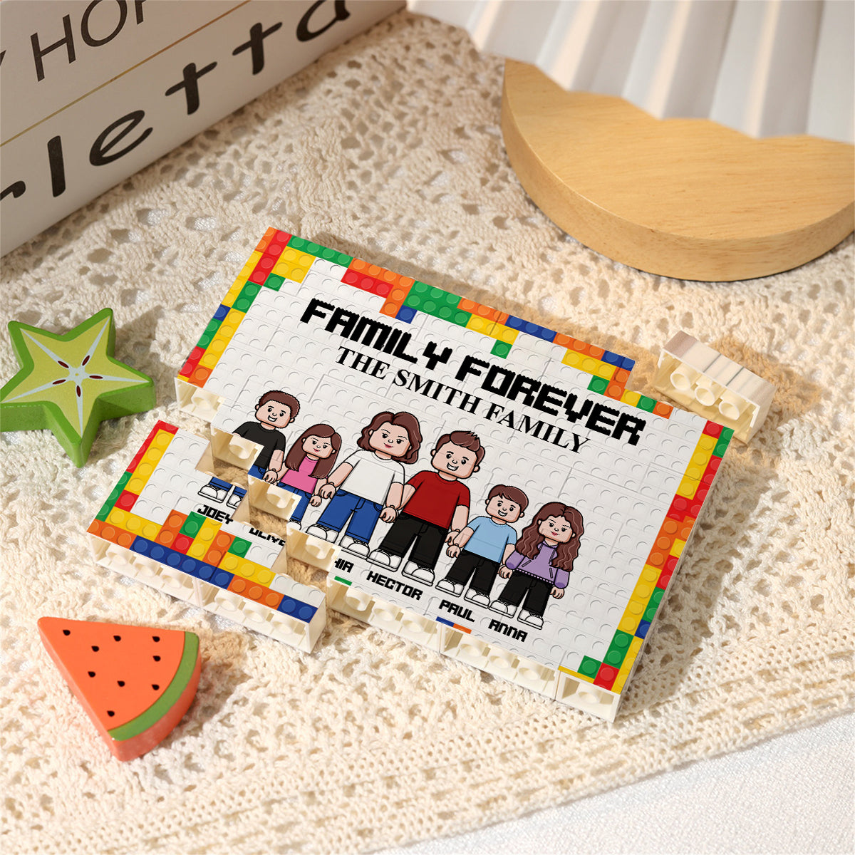 Personalized Family Building Brick Blocks Customizable Family Name Gift One-sided Rectangle Building Brick Blocks GradoCreations