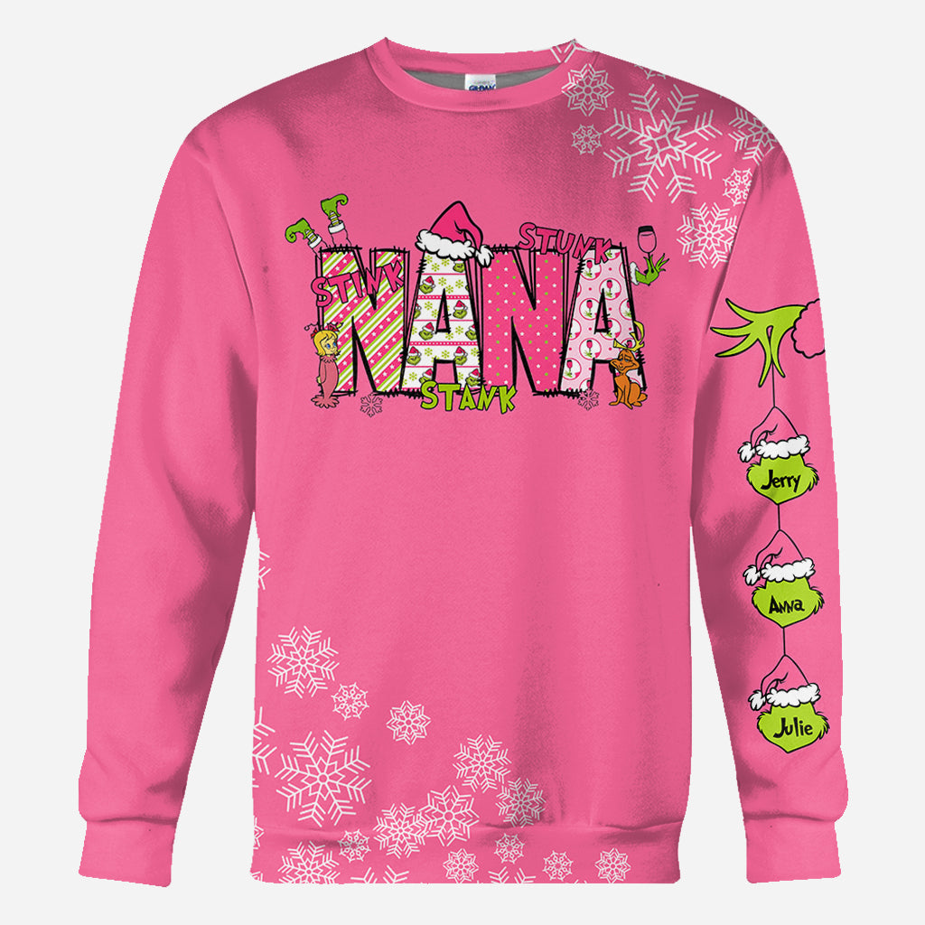 Personalized Grinchy Grandma Christmas All Over Shirt for Grandma All Over Shirt GradoCreations