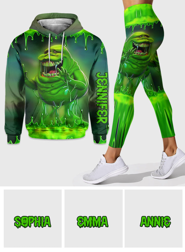 Personalized Green Ghost Hoodie and Leggings Set for Kids and Adults Hoodie & Leggings GradoCreations
