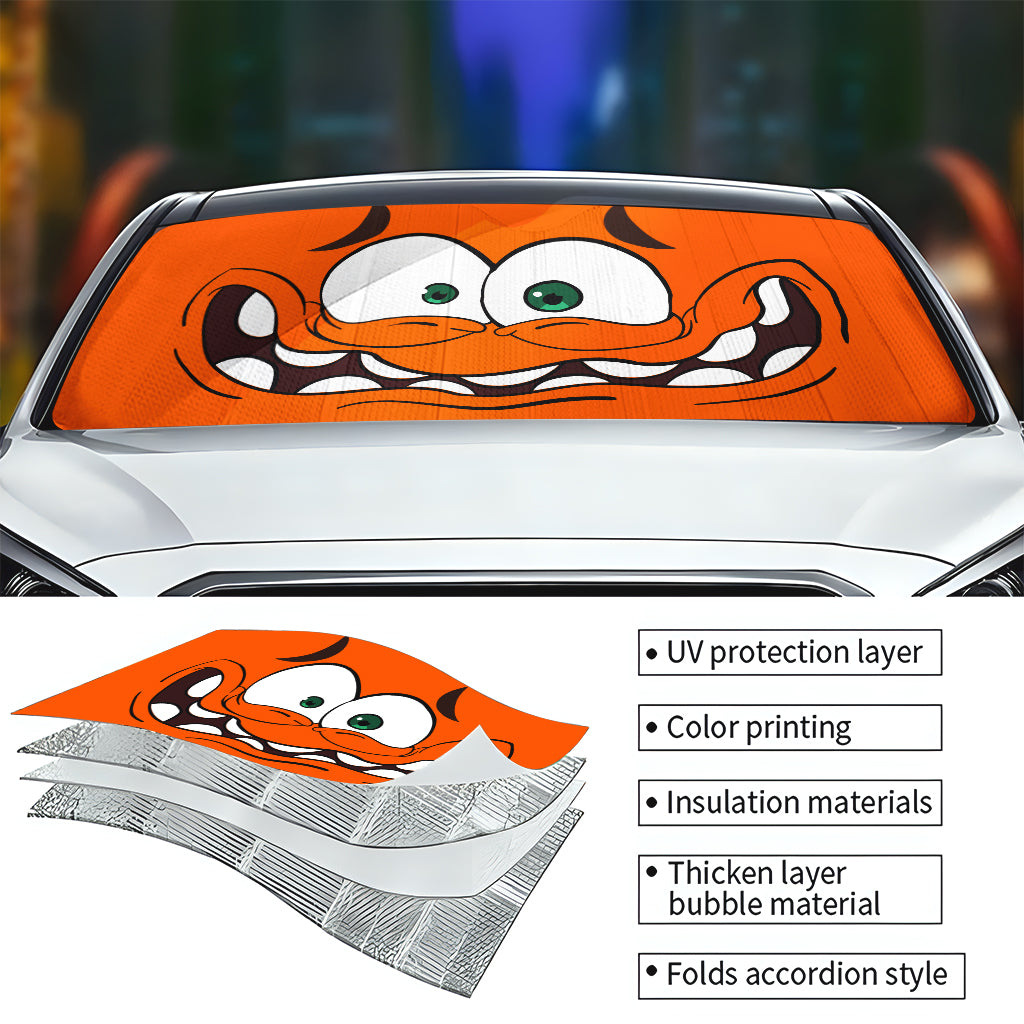 Personalized Funny Car Sunshade with Emotions for Vehicle Protection Car Sunshade GradoCreations