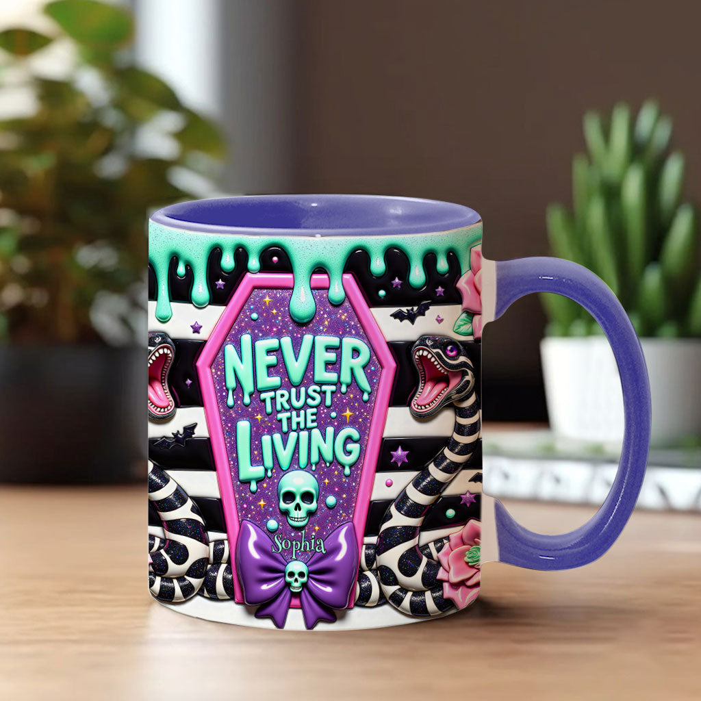 Personalized Accent Mug Never Trust The Living Gift for Couple Accent Mug GradoCreations
