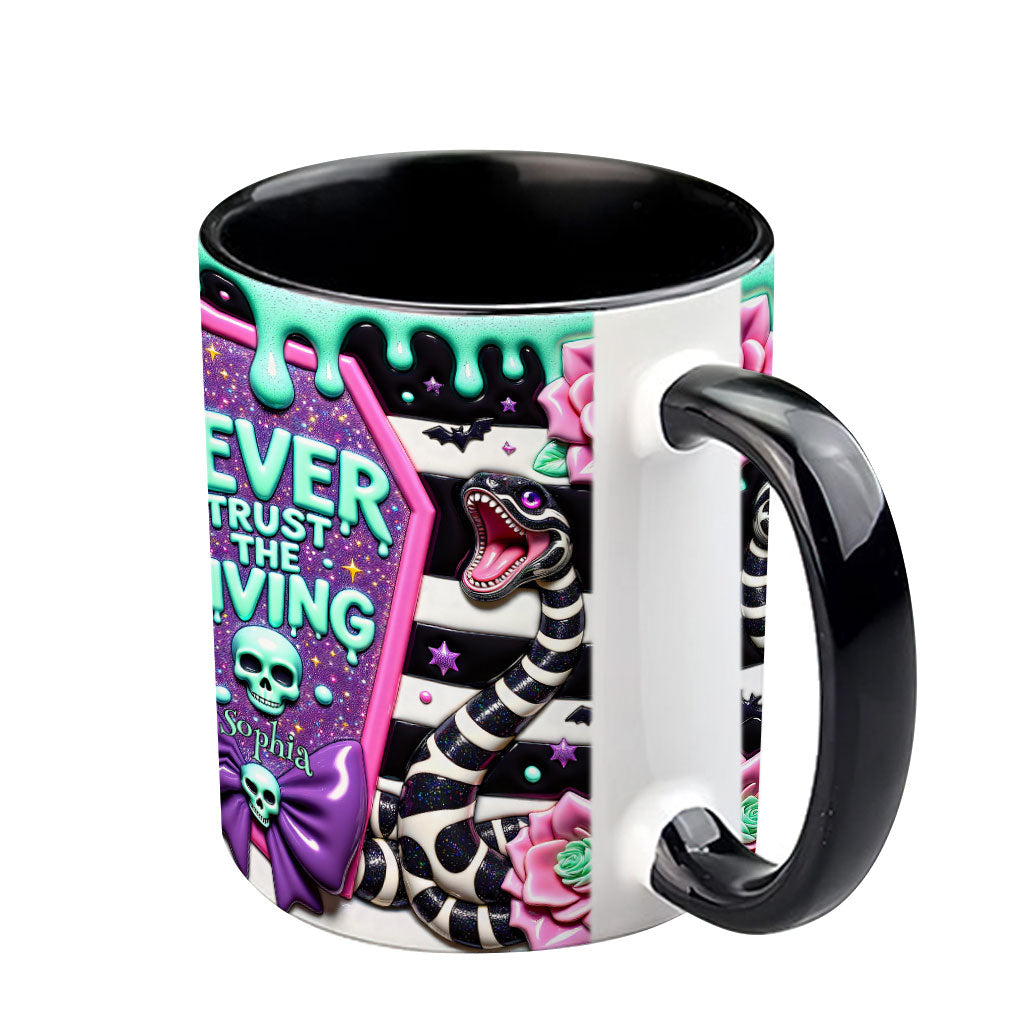 Personalized Accent Mug Never Trust The Living Gift for Couple Accent Mug GradoCreations