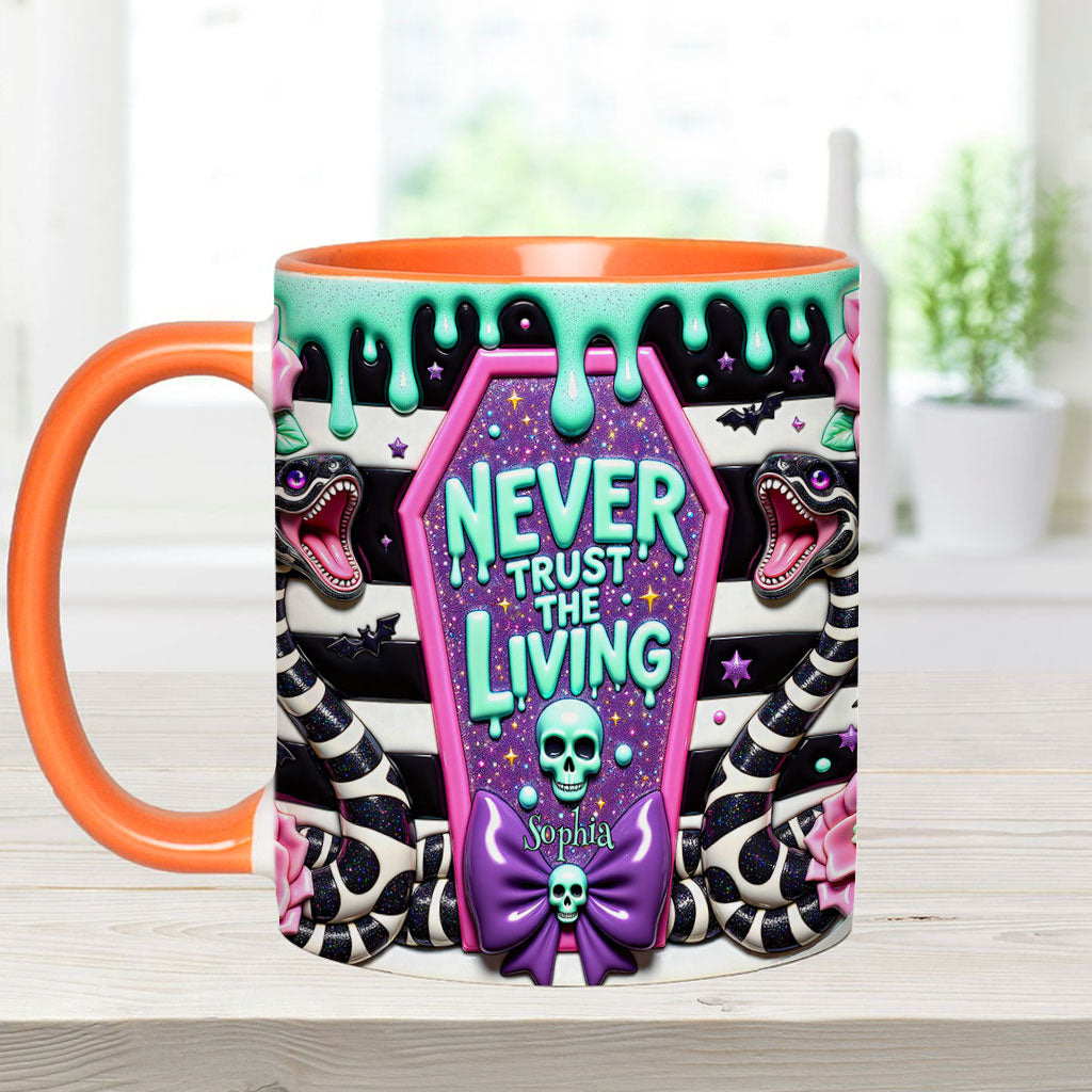 Personalized Accent Mug Never Trust The Living Gift for Couple Accent Mug GradoCreations