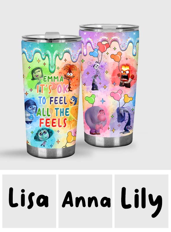 Personalized Tumbler It's Ok To Feel All The Feels Gift for Kids Tumbler GradoCreations