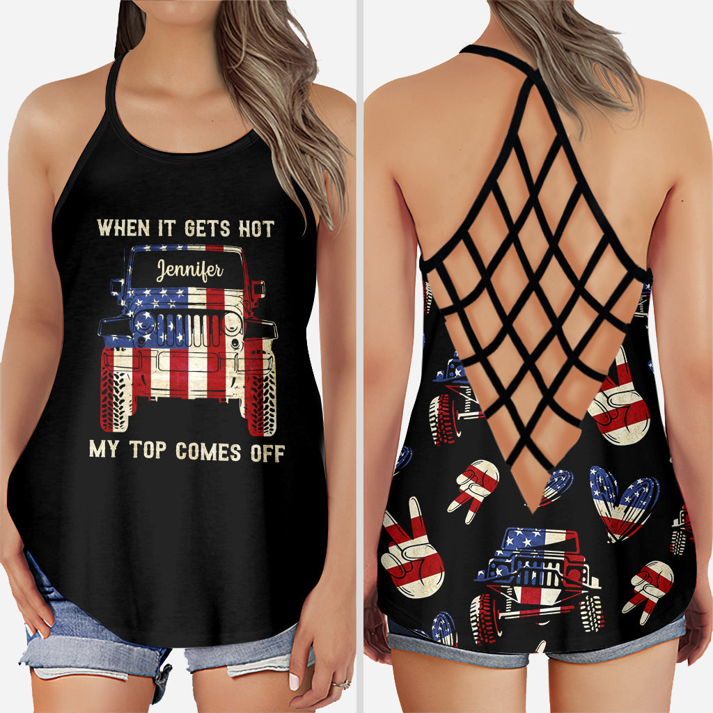 Personalized Cross Tank Top USA Flag Design Custom Name Gift Cross Tank Top GradoCreations