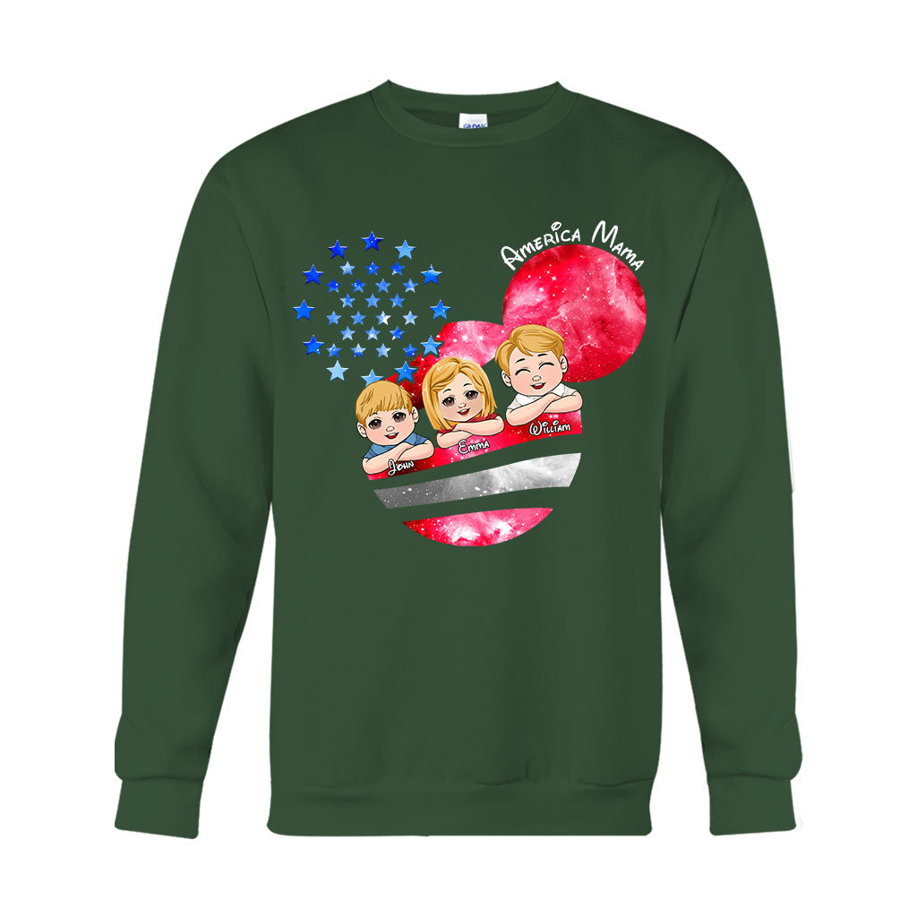 Personalized America Mama T-Shirt & Hoodie Custom Family Gift T-shirt & Hoodie GradoCreations