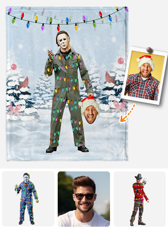 Personalized Horror Character Blanket Custom Gift for Halloween Blanket GradoCreations