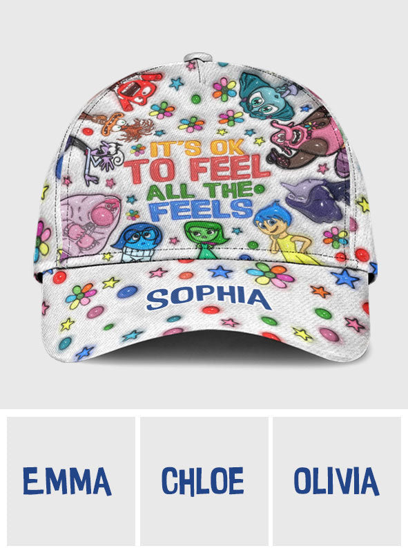 Personalized Classic Cap It's Ok to Feel All the Feels Custom Name Gift for Kids Classic Cap GradoCreations