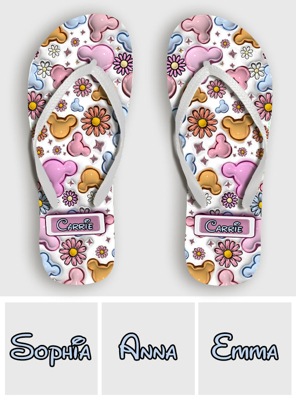 Personalized Floral Flip Flops Custom Name Gift for Mom Flip Flops GradoCreations