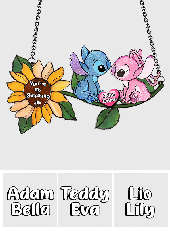 Personalized Sunflower Suncatcher Ornament Custom Names Gift for Anniversaries Window Hanging Suncatcher Ornament GradoCreations