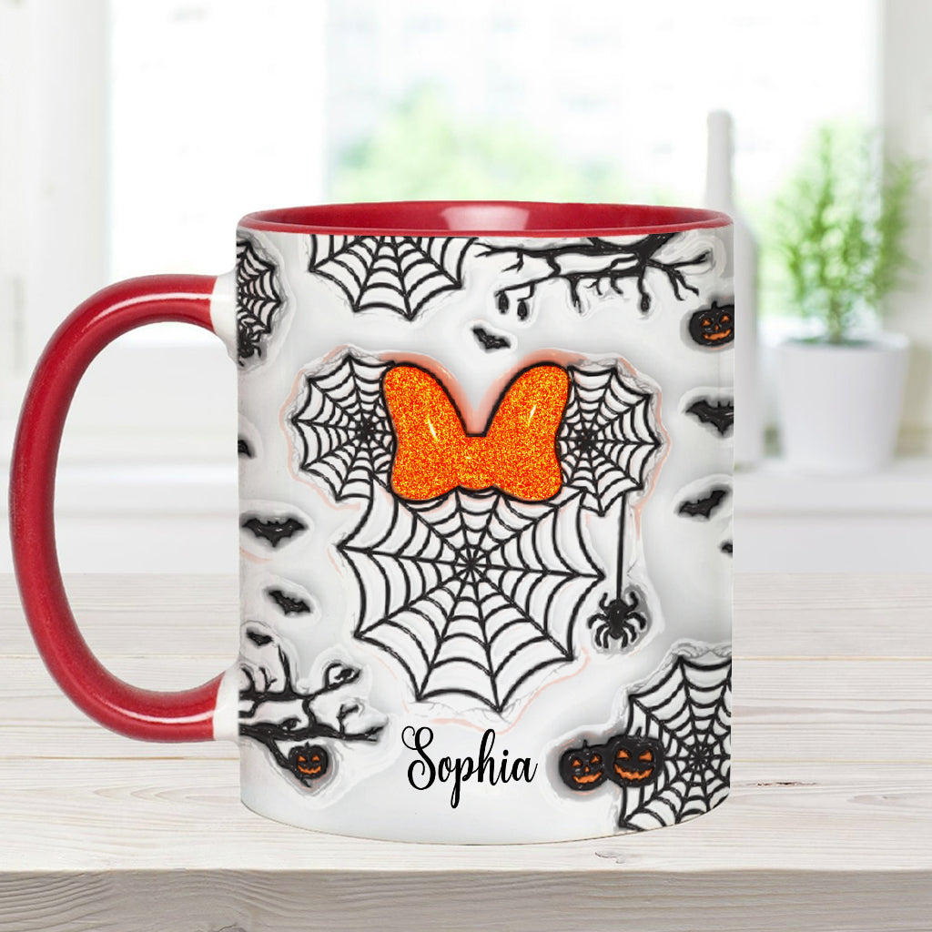 Personalized Halloween Accent Mug with Spider Webs & Name Accent Mug GradoCreations