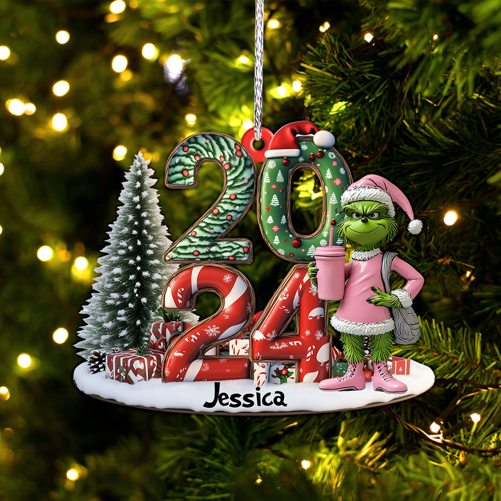 Personalized Grinch Christmas Ornament Custom Shaped Gift 2024 One-sided Custom Shaped Ornament GradoCreations