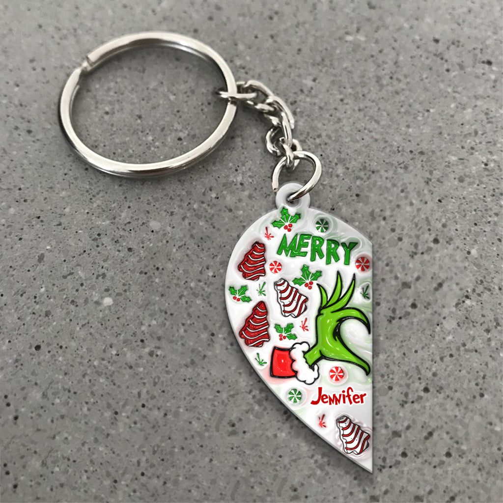 Personalized Christmas Couple Matching Keychain Custom Name Gift Matching Keychain GradoCreations