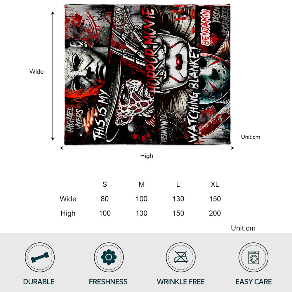 Personalized Horror Movie Watching Blanket Custom Name Gift Blanket GradoCreations