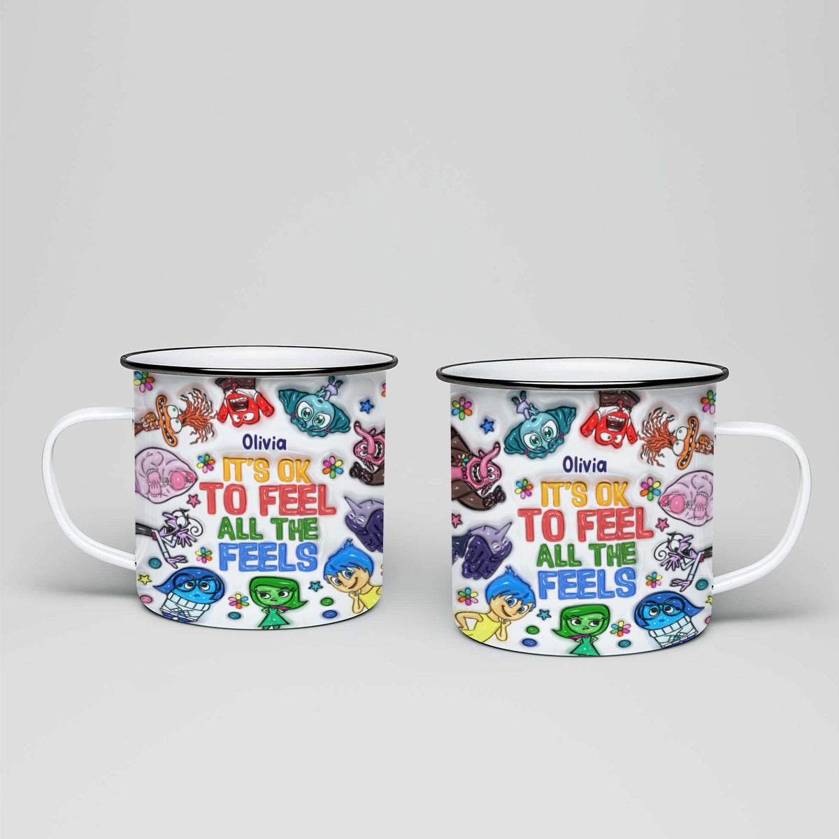 Personalized Enamel Mug 'It's OK To Feel All The Feels' Custom Gift for Teachers, Graduation, Back to School Enamel Mug GradoCreations