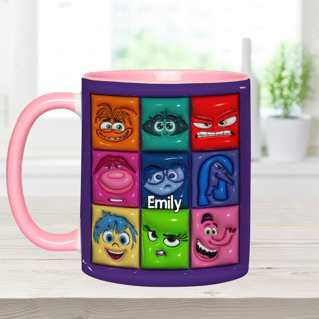 Personalized Accent Mug with Emotion Faces Custom Name Gift Accent Mug GradoCreations