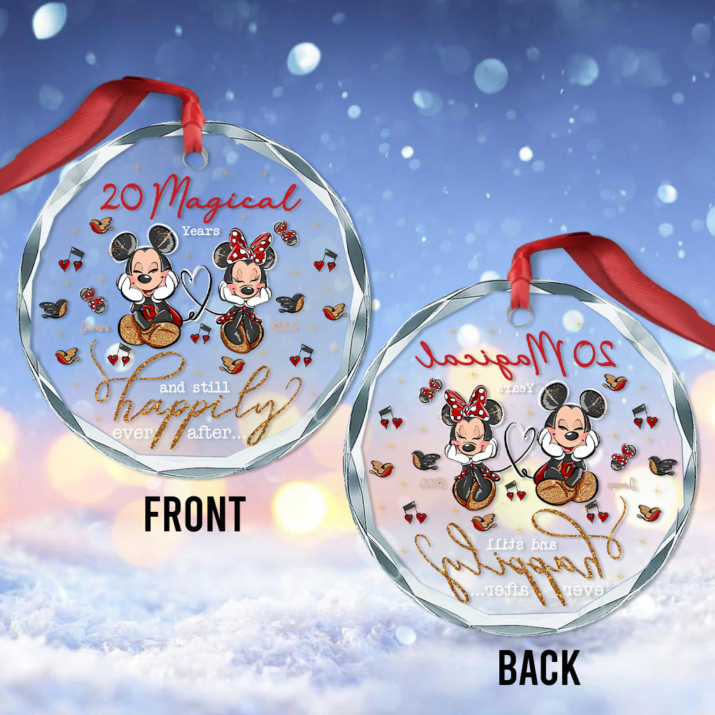 Personalized Round Glass Ornament Custom Love Gift for Couples Round Shaped Glass Ornament GradoCreations
