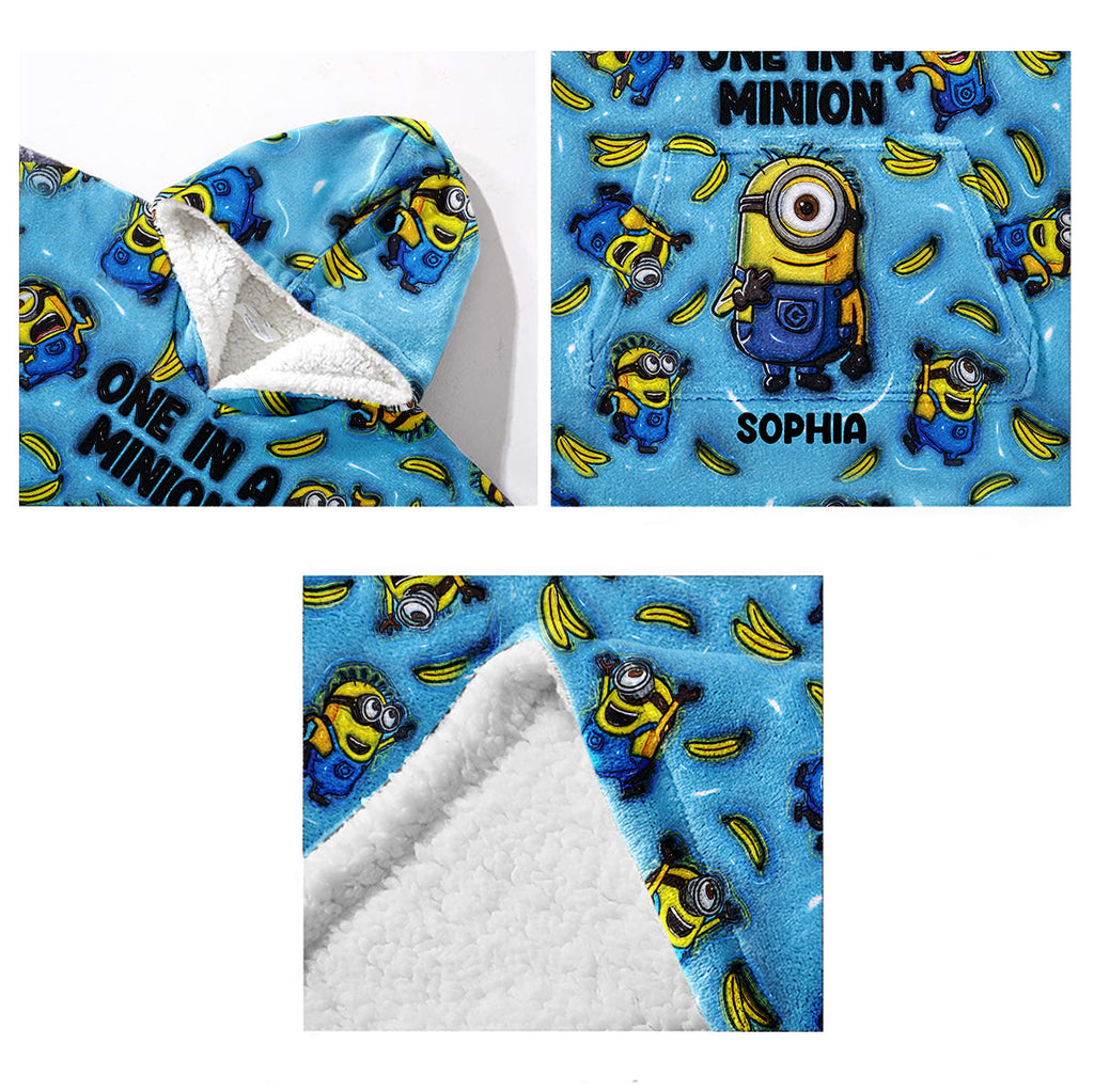 Personalized One In A Minion Blanket Hoodie Custom Name Gift Blanket Hoodie GradoCreations